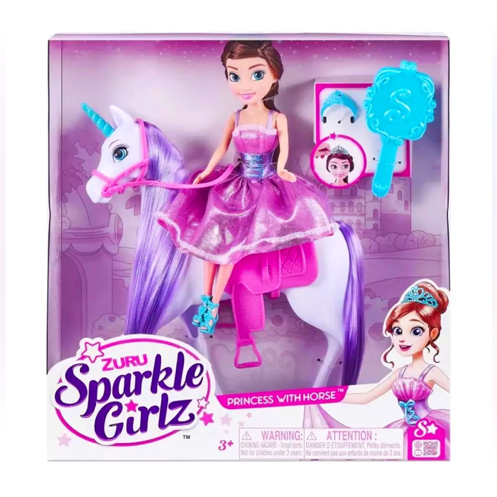 Zuru Sparkle Girlz Princess Doll with Unicorn Horse Playset - NEW